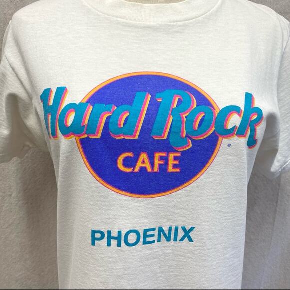 Vintage 90s Hard Rock Cafe Short Sleeve Tee Size Small 100% cotton neon graphic - Picture 5 of 14